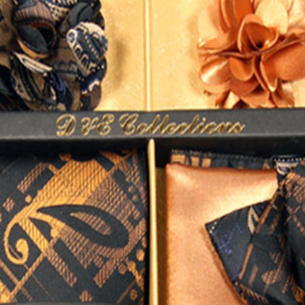 6 Piece Black Copper Necktie & Bow Tie Set - Picture 6 of 6
